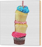 Cupcakes In A Stack Wood Print