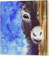 Curious Donkey Wood Print