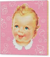 Cute Baby Face Wood Print