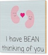 Cute Valentine Card - Romantic Valentine's Day Card - Card For Boyfriend, Girlfriend - Bean Thinking Wood Print