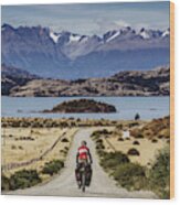 Cycling The Chilean Patagonia Wood Print