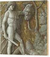 David And Goliath. Monochrome Workshop Painting Imitation Of A Relief -around 1490- 8.5 X 36 Cm. Wood Print