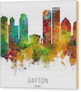 Dayton Ohio Skyline Panoramic Wood Print