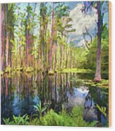 Dazzling Cypress Reflections Ap Wood Print