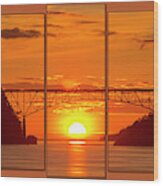 Deception Pass Sunset Panels Wood Print