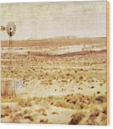 Desert Windmill Wood Print