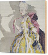Design For A Costume Of A Marquise For The Ballerina Tamara Karsavina Wood Print