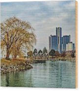 Detroit Skyline And Riverwalk Dsc_0076 Wood Print