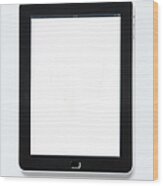 Digital Tablet  With A Blank White Wood Print