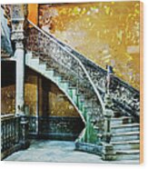 Dilapidated, Ornate Stairway Wood Print