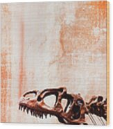 Dinosaur Skeleton On A Textured Wood Print