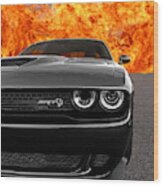 Dodge Hellcat Srt With Flames Wood Print