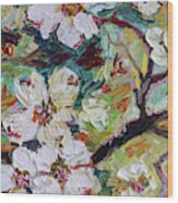 Dogwood Blossoms Oil Painting Wood Print