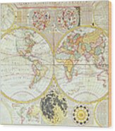 Double Hemisphere World Map Wood Print