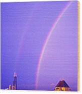 Double Rainbow Over Wood Print