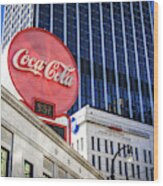 Downtown Atlanta Ga Coca Cola Sign Wood Print