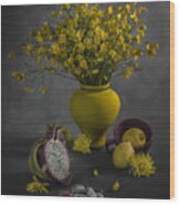 Dragon Fruit And Lemon Wood Print