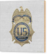 Drug Enforcement Administration -  D E A  Special Agent Badge Over White Leather Wood Print
