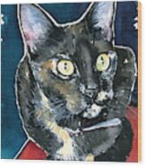 Duquesa Tortie Cat Painting Wood Print