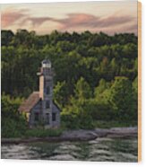 East Channel Lighthouse #1 - Grand Island Mi Wood Print