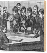 Edison Demonstrating Phonograph Wood Print