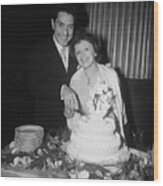 Edith Piaf Cuts Wedding Cake Wood Print