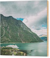 Eidfjord, Norway. Touristic Ship Or Wood Print