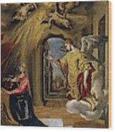 El Greco / 'the Annunciation', Ca. 1570, Spanish School, Oil On Panel, 26 Cm X 20 Cm, P00827. Wood Print