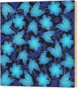 Electric Blue Floral Wood Print