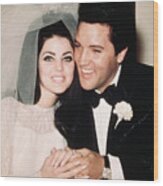 Elvis Presley Smiling With Bride Wood Print