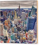 Empire State Building And Midtown Wood Print