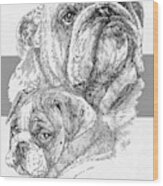 English Bulldog And Pup Wood Print