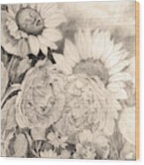 English Roses African Sunflower Wood Print