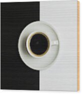 Espresso Coffee On A White Pot Wood Print