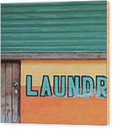 Exterior Of Laundry Shop, Akumal, Mexico Wood Print