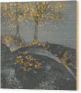 Falling Leaves Wood Print