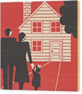 Family And A House Wood Print