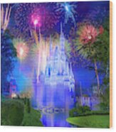 Fantasy In The Sky Fireworks At Walt Disney World Wood Print