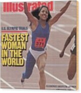 Fastest Woman In The World Florence Griffith-joyner Smashes Sports Illustrated Cover Wood Print