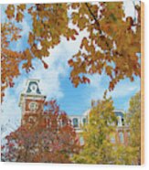 Fayetteville Arkansas Old Main Building In Fall Wood Print