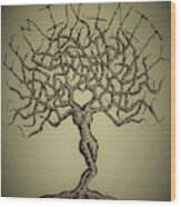 Femininity Love Tree B/w Wood Print