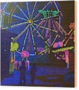 Ferris Wheel Lights Wood Print