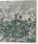 Fighting In The Streets Of Essling Wood Print
