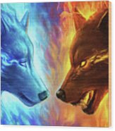Fire And Ice Wood Print