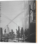 Firefighting During The Blitz Wood Print