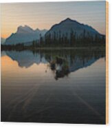 First Light At Vermilion Lakes Wood Print