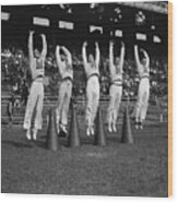Five Male Maryland Cheerleaders Jumping Wood Print