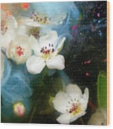 Flowers And Paint In Water Wood Print