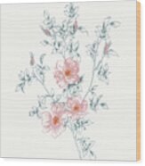 Flowers On White Ii Contemporary Bright Wood Print
