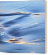 Flowing Water Background In Blue Color Wood Print
